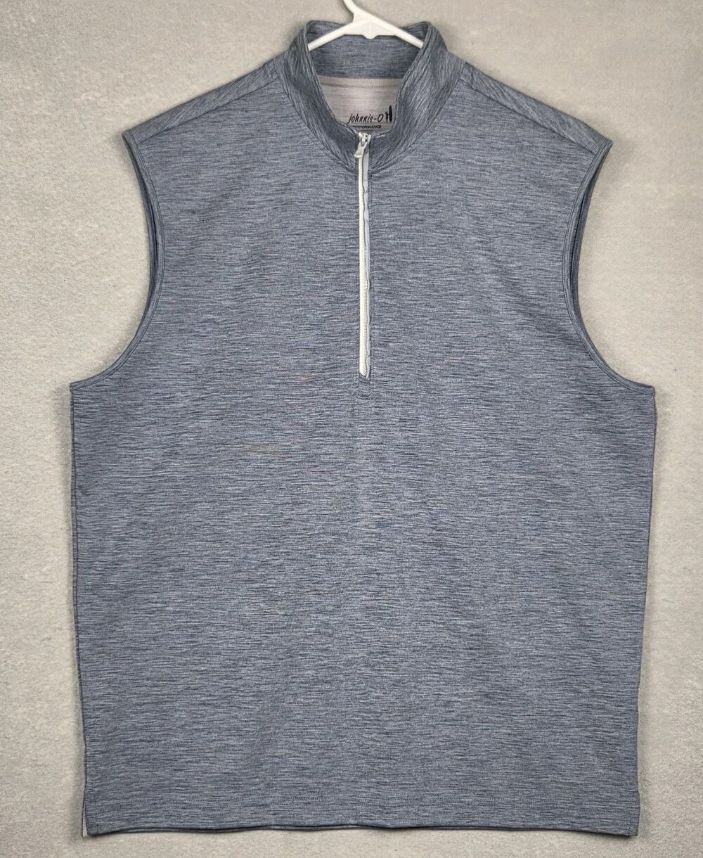 Johnnie-O Caleb Performance 1/4 Zip Vest Mens Medium UPF-50 Blue